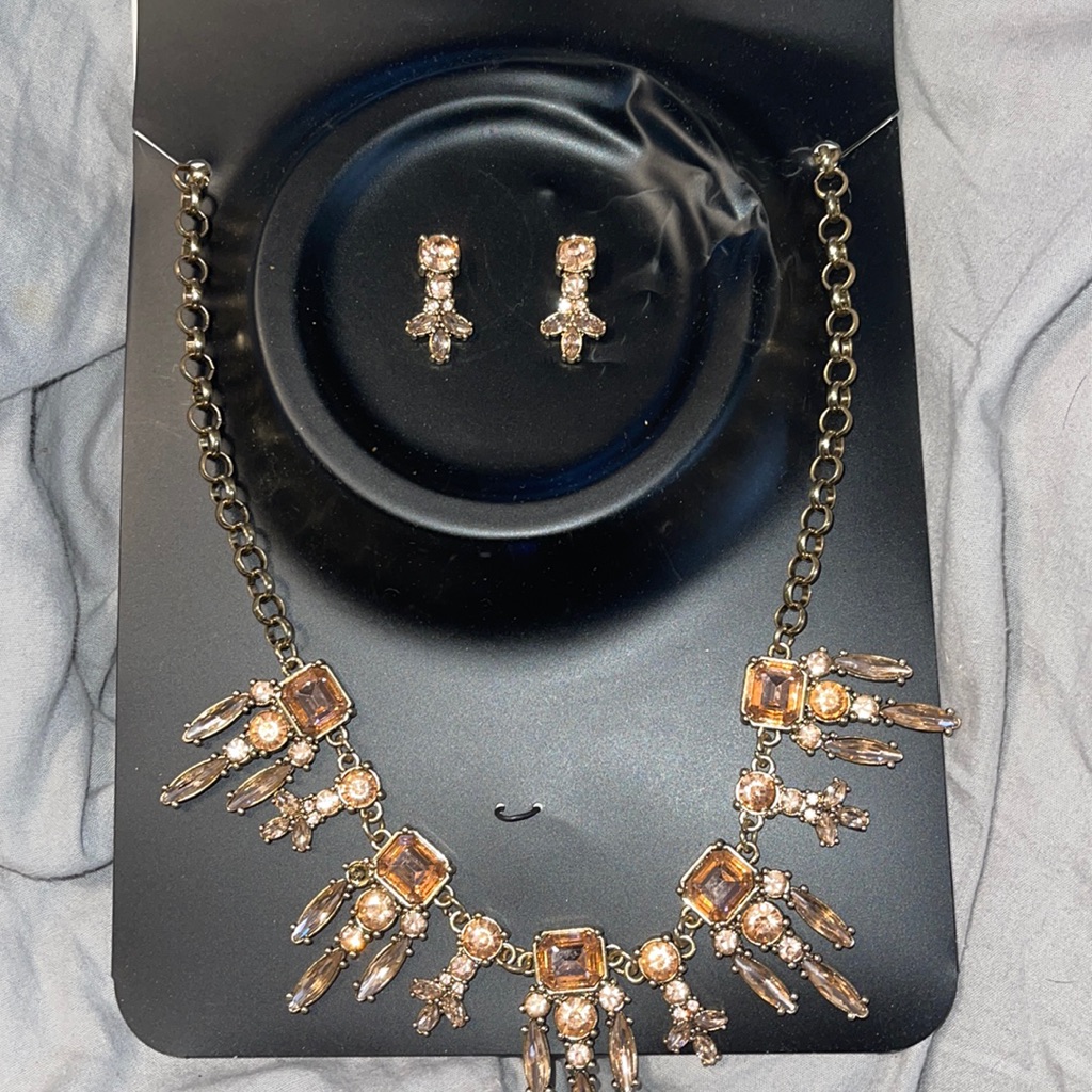 Iman New Rose Gold Diamonds Necklace And Matching Earrings Rare Off Hsn